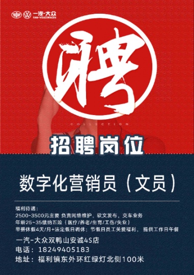 招聘文员，主要负责网络维护，交车业务.